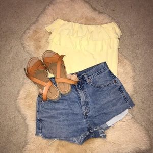 Yellow Ruffle Tube Top